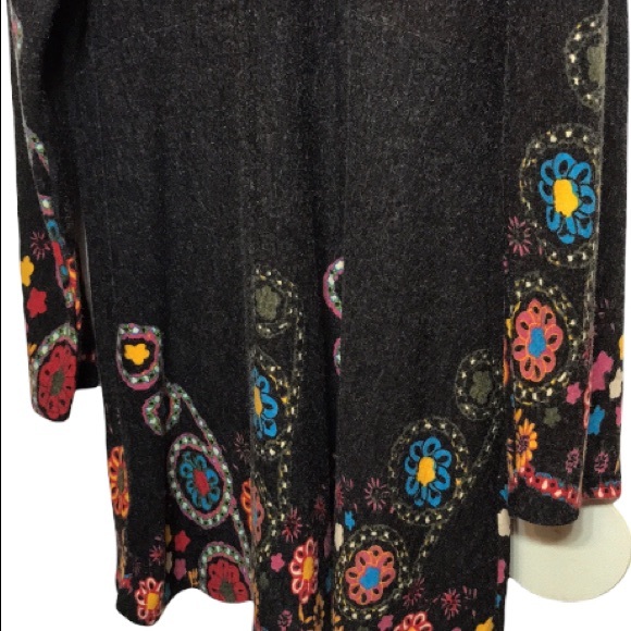 ICE SILK V-Neck Button Closure Floral Boho Sweater Dress.. Size:2XL - Picture 6 of 13